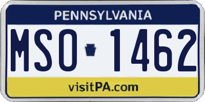 PA license plate MSO1462