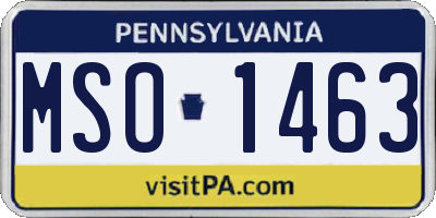 PA license plate MSO1463