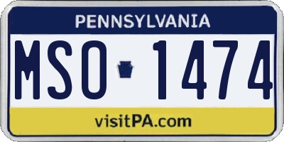 PA license plate MSO1474