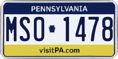PA license plate MSO1478