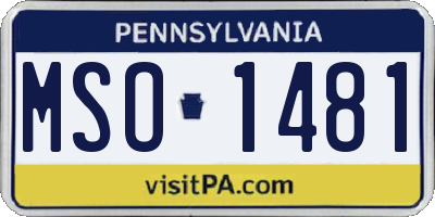 PA license plate MSO1481