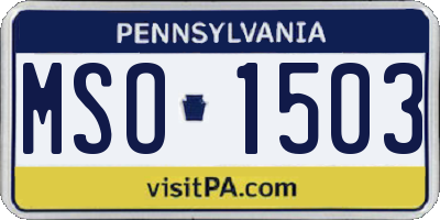 PA license plate MSO1503