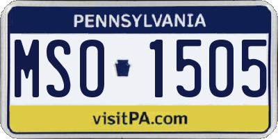 PA license plate MSO1505