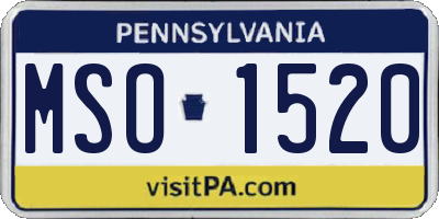 PA license plate MSO1520