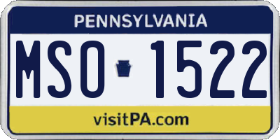 PA license plate MSO1522