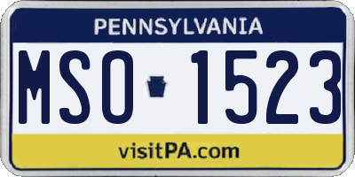 PA license plate MSO1523