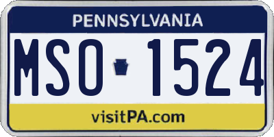 PA license plate MSO1524