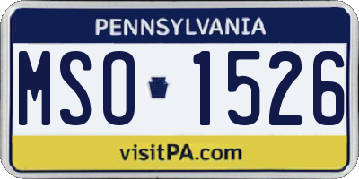 PA license plate MSO1526