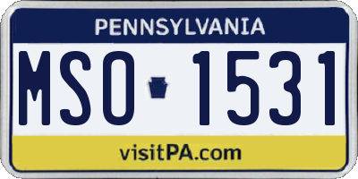 PA license plate MSO1531