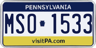 PA license plate MSO1533