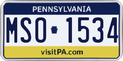 PA license plate MSO1534