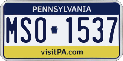 PA license plate MSO1537