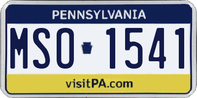 PA license plate MSO1541