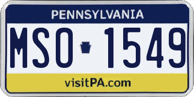 PA license plate MSO1549