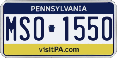 PA license plate MSO1550