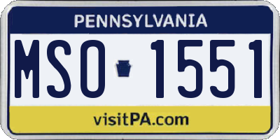 PA license plate MSO1551