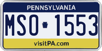 PA license plate MSO1553