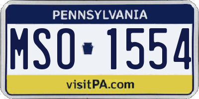 PA license plate MSO1554