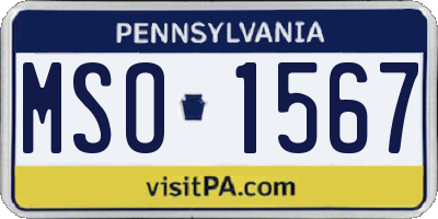 PA license plate MSO1567
