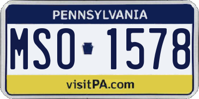 PA license plate MSO1578
