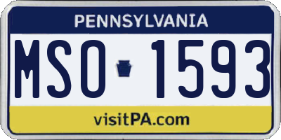 PA license plate MSO1593