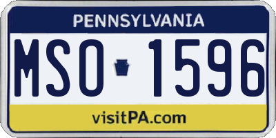 PA license plate MSO1596