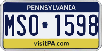 PA license plate MSO1598