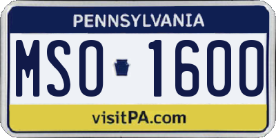 PA license plate MSO1600