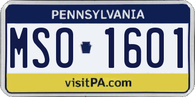 PA license plate MSO1601
