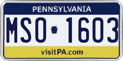 PA license plate MSO1603