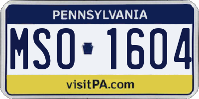 PA license plate MSO1604