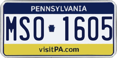 PA license plate MSO1605