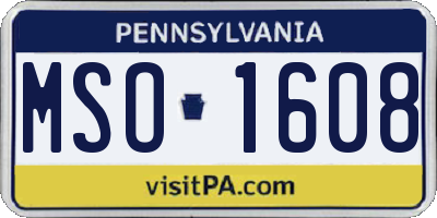 PA license plate MSO1608