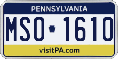 PA license plate MSO1610
