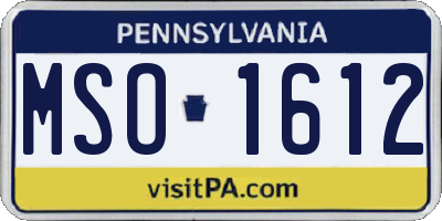 PA license plate MSO1612