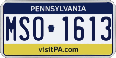 PA license plate MSO1613
