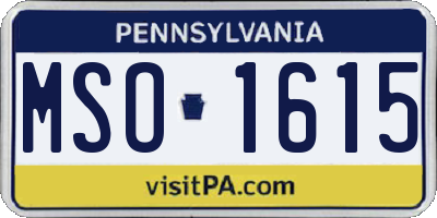 PA license plate MSO1615