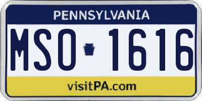 PA license plate MSO1616