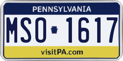 PA license plate MSO1617