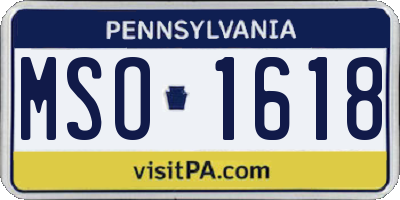 PA license plate MSO1618