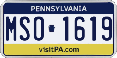 PA license plate MSO1619