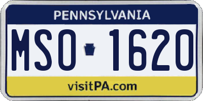 PA license plate MSO1620