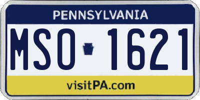PA license plate MSO1621