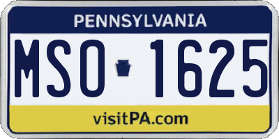 PA license plate MSO1625