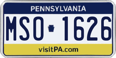 PA license plate MSO1626