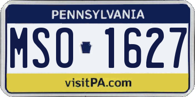 PA license plate MSO1627