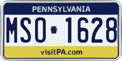 PA license plate MSO1628