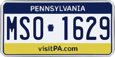 PA license plate MSO1629