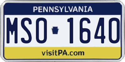 PA license plate MSO1640