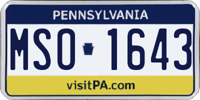 PA license plate MSO1643